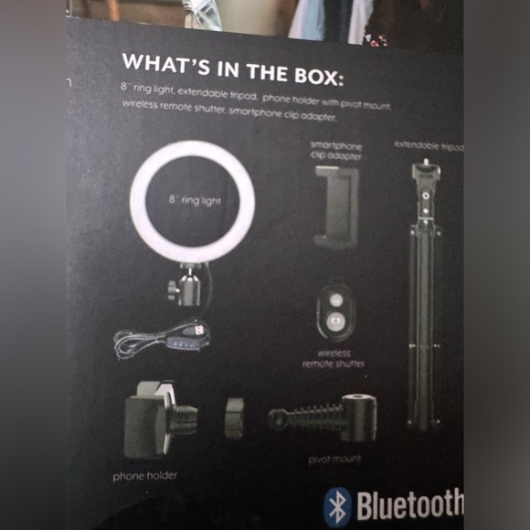 Bower 8”Selfie Ring Light Studio Extendable Tripod with wireless remote control - Picture 10 of 11